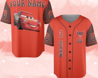 Personalize Disney Cars Lightning Mc queen Baseball Jersey/Custom Disney Cars Youth Baseball Jersey/Disneyland Outfit/Cars Birthday NGPM16