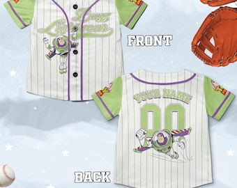 Custom Disney Toy Story Buzz Lightyear Baseball, Custom Kids, Youth, Adult Disney Baseball Jersey Outfits Cute Pixar Toy Story Gift C1ND03