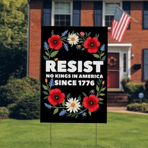 No Kings In America Protest Sign, Anti-Trump Resistance, Political Activist Poster, Rally Sign, Resist Fascism Protest Poster D2IE11