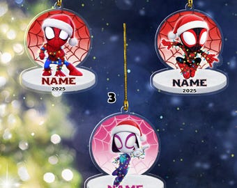 Personalized Spidey Spin Ghost Spider Christmas Ornament, Xmas Gift, Custom Name Spidey Christmas Ornament, Spidey And Friends Decor C1LM07