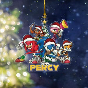 Custom Sonic The Hedgehog 2025 Ornament, Sonic And Friends Christmas, Sonic Tail & Knuckles, Sonic 3 Lovers, Acrylic/Wooden Ornament NFWK16