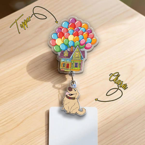 Disney Up Badge Reel, Adventure is Out There Retractable ID Holder, Carl and Ellie Nurse Badge Clip, Pediatric Teacher Gift JCR230-03