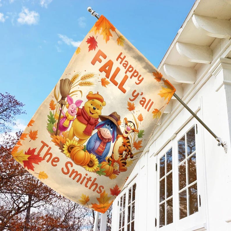 Disney Fall Garden Flag Winnie the Pooh House Flag, Tigger Outdoor,Disney Fall Outdoor Decor,Bouncin' into Fall Tigger Fall Yard Flag G5MG20 image 3