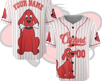 Custom Clifford The Big Red Dog Baseball Jersey, Personalized Red Dog Baseball Jersey, Red Dog Birthday Jersey, Red Dog Birthday C1GR02