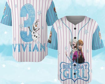 Elsa Anna Frozen Jersey Baseball, Frozen Family Birthday Shirt, Elsa Birthday Shirt, Birthday Girl Shirt, Disneyland Princess C1GN20