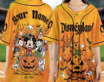 Custom Mickey's Not-So-Scary Halloween Party Matching Jersey, Disney Halloween Family Matching Baseball Jersey, Disney Halloween NGTF19