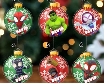 Personalized Disney Spidey & Amazing Friends Christmas Ornament, Custom Kids Name Superhero Spiderman Birthday Boy Christmas Keepsake BZKR08