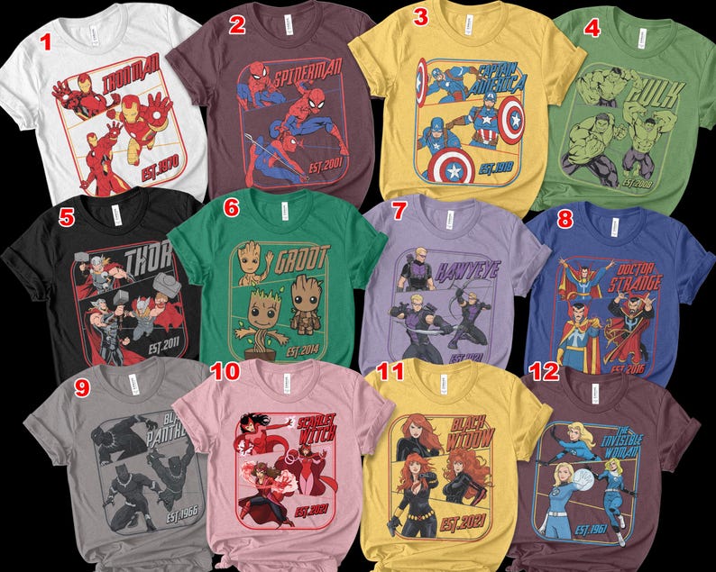 Retro Avengers Disney Marvel Shirt, Spiderman Iron Man Shirt, Birthday Boy, Birthday Girl, Marvel Family Group Matching Tee NHOH04 bild 5