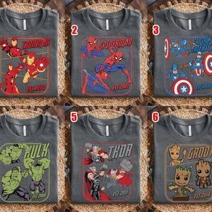 Retro Avengers Disney Marvel Shirt, Spiderman Iron Man Shirt, Birthday Boy, Birthday Girl, Marvel Family Group Matching Tee NHOH04 bild 13