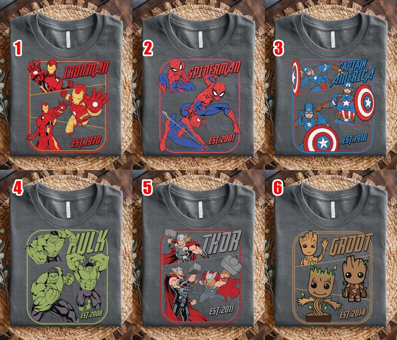 Retro Avengers Disney Marvel Shirt, Spiderman Iron Man Shirt, Birthday Boy, Birthday Girl, Marvel Family Group Matching Tee NHOH04 bild 13
