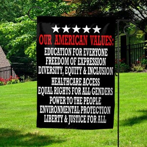 American Values Garden Flag – Progressive Political Yard Sign, Pro-Democracy Flag, Anti-Trump Banner, Social Justice Outdoor Decor JCMJ05