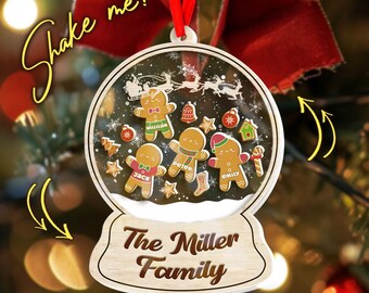 Personalized Gingerbread With Hat Family Christmas Ornament, Custom Family Ornament 2025, 4D Customized Cookie Gift for Christmas BYJ520