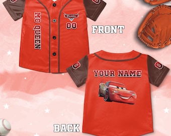 Personalize Disney Cars Lightning Mc queen Baseball Jersey/Custom Disney Cars Youth Baseball Jersey/Disneyland Outfit/Cars Birthday NGPM16