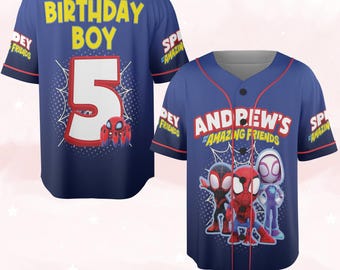 Custom Spidey And His Amazing Friends Baseball Jersey, Hulk Ghost Spider Baseball Jersey Junior Hero Team Shirt, Birthday Boy Shirt NGRS01
