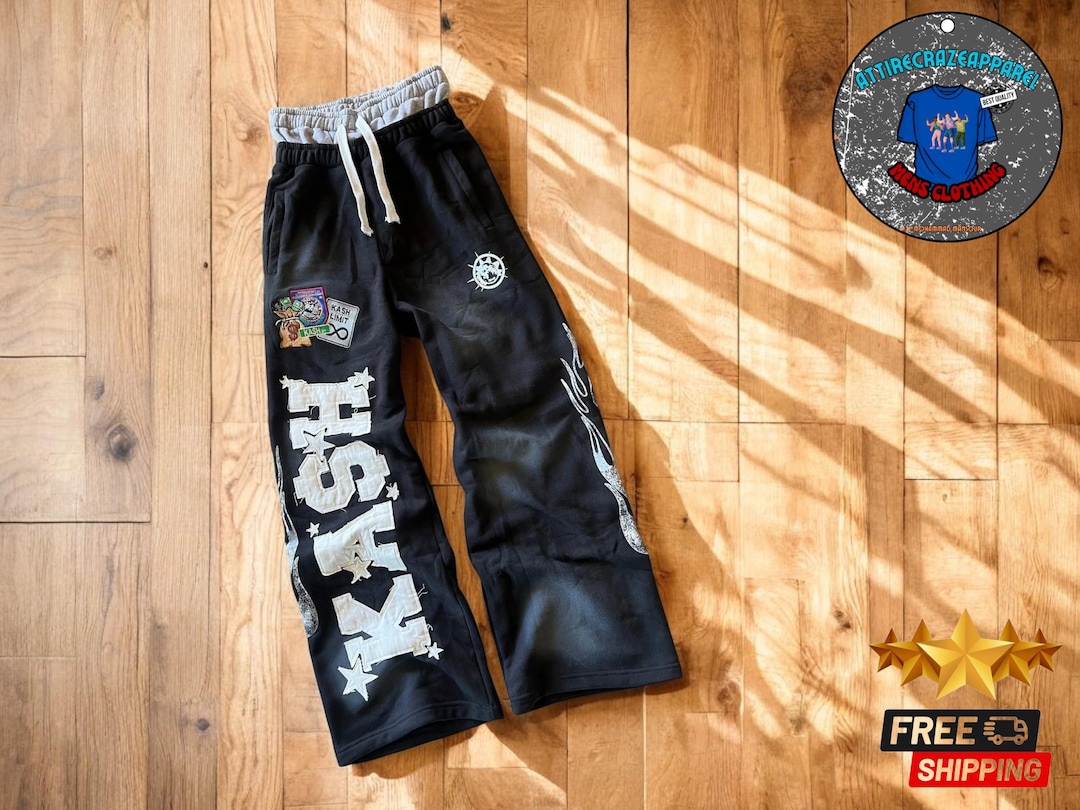 Y2K Gothic Letter Patch Sweatpants: Double Layer Baggy Joggers - Etsy
