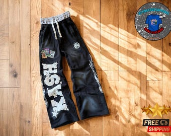 Y2K Gothic Letter Patch Sweatpants: Double Layer Baggy Joggers