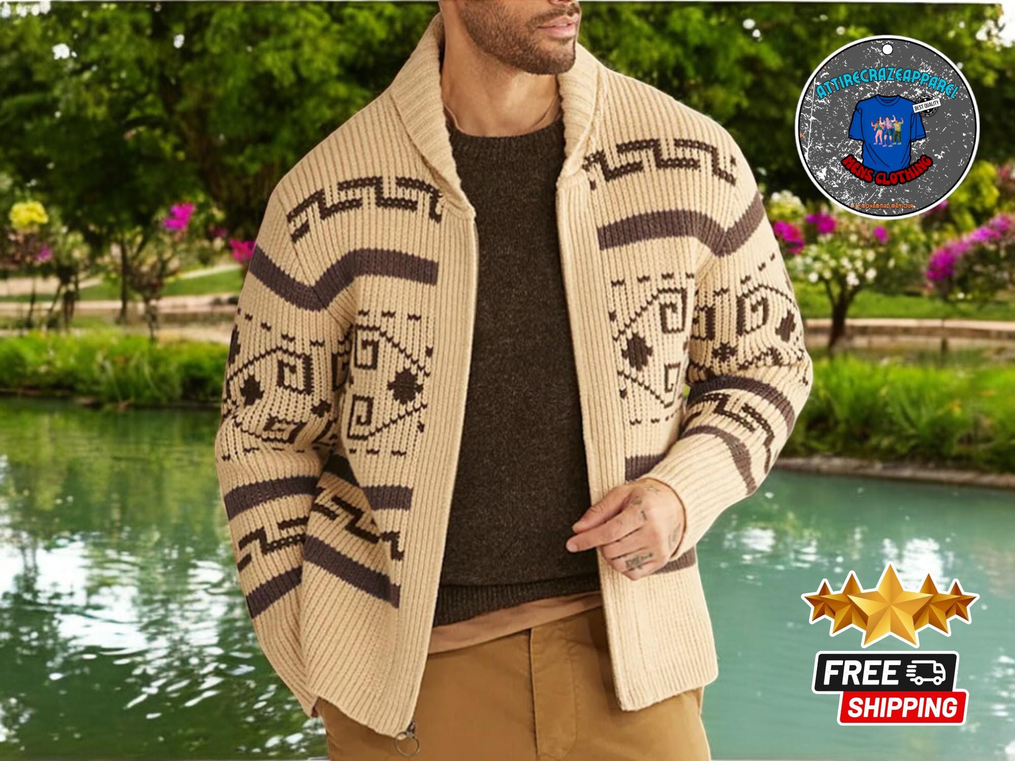 【MENSPANDA】送料・関税込★Ugly Smile Knit Cardigan COOFANDY Mens Reindeer Sweater Christmas Knit Cardigan Ugly