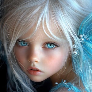 Whisperlight – Fantasy Cross Stitch Pattern – Ethereal Girl with Blue Wings – Elegant Fairy Embroidery – Printable PDF Chart