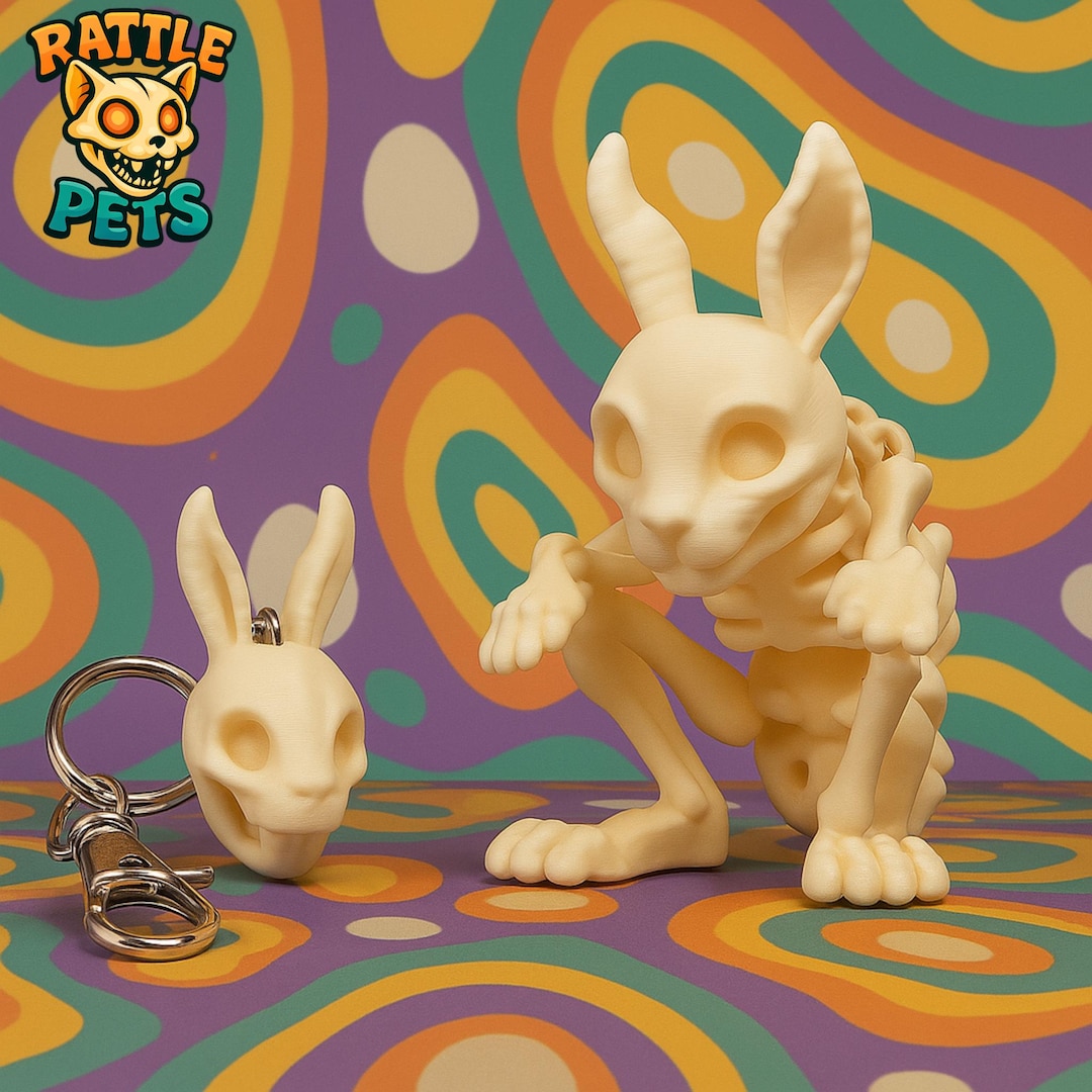 Binkz Bundle! Skeleton Bunny – 3D Printed Poseable Figurine + Skull ...