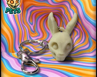 Bunny Skull Keychain: Gothic Rabbit Charm, Macabre Easter Gift