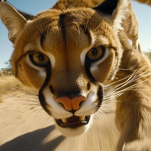 "Berglöwe Kreuzstich Stickmuster - ""Einpfote"" Puma PDF - ""Realistische Wildtier Raubkatze"" zum ausdrucken."