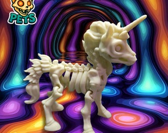 Posierbare Einhorn-Skelett-Figurine - Gruselige Rassel Haustier