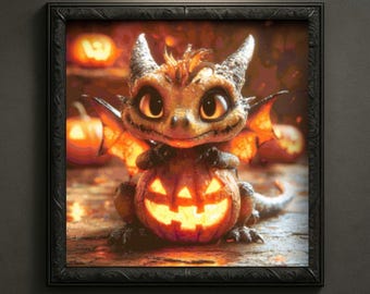 Halloween Dragon Cross Stitch Pattern – Pumpkin Familiar (PDF Pattern)