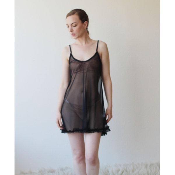 Womens Sheer Chemise Nightgown, Victorian Lingerie, Made to Order, Made in the USA, Handmade