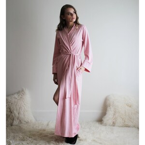 Womens long robe, Organic Cotton, pockets, Full length, long sleeves,  made to order