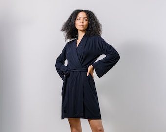 Short Bamboo Robe for Women with long sleeves - Cathedral Bamboo Sleepwear and Pajama range - made to order