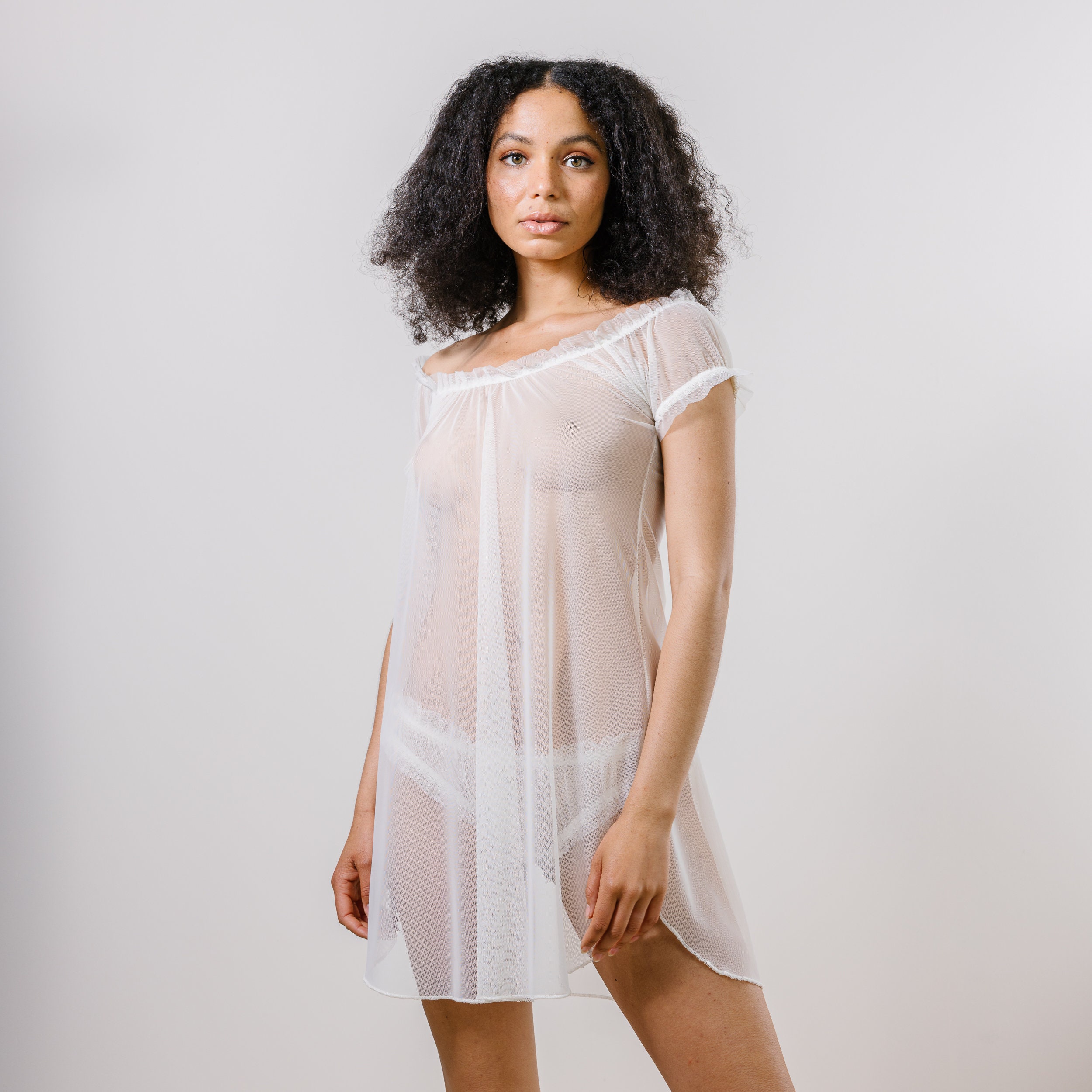 Sheer Chemise Lingerie Set Including the Nightgown and Full pic