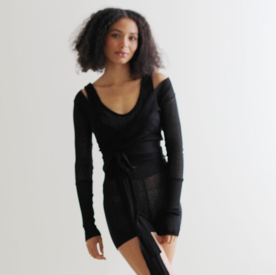 Silk Cashmere Sweater Set in Sheer Lacy Pointelle, Includes