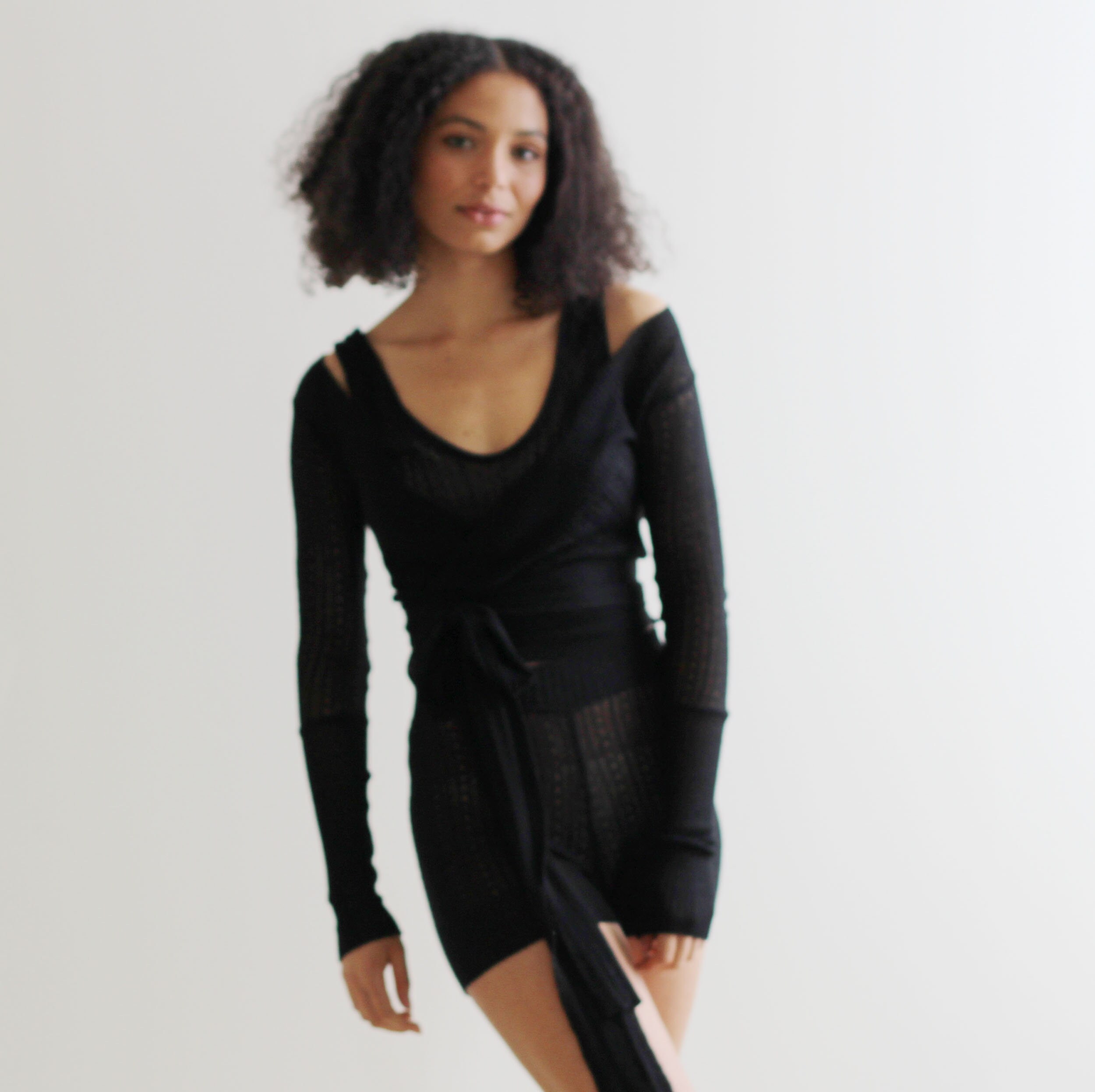 Silk Cashmere Sweater Set in Sheer Lacy Pointelle, Includes