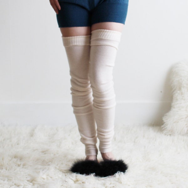 Merino Wool Leg Warmers, Over the Knee Long Stockings, Made to Order, Made in the USA