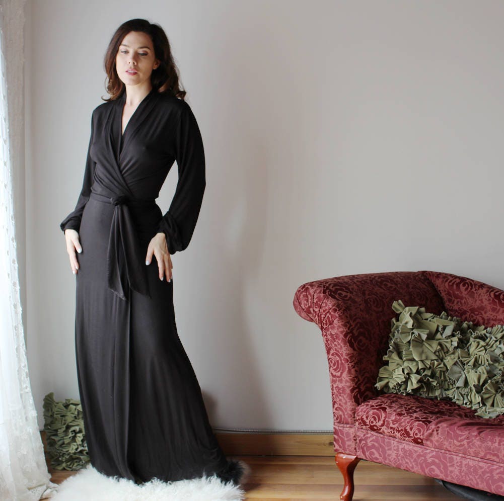 Bamboo Robe With Sleeves Long Robe Natural Clothing Etsy