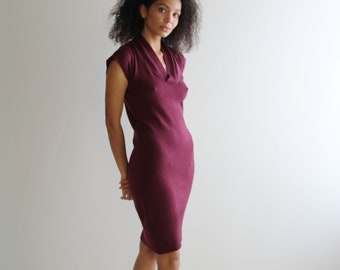 Merino Wool Sweater Dress with Short Cap Sleeves and V neck,  100% Wool, Made to Order, Made in the USA
