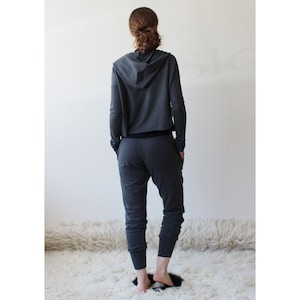 Cropped hoody with oversized hood in Tencel and Organic Cotton Stretch French Terry, Made to Order image 5