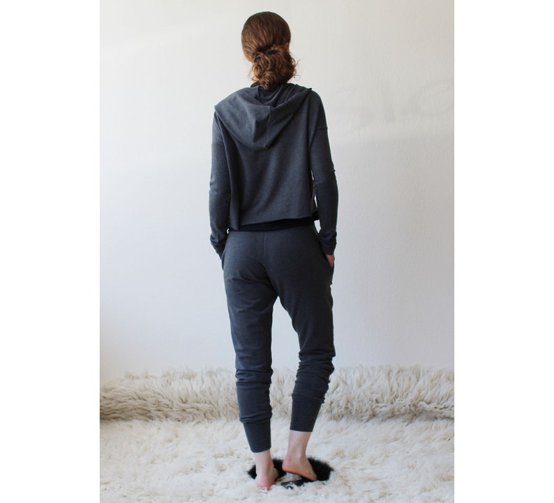 Cropped hoody with oversized hood in Tencel and Organic Cotton Stretch French Terry, Made to Order image 5