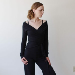 Cropped Wrap Sweater, Sweater Shrug in Tencel and Organic Cotton Stretch French Terry, Made to Order