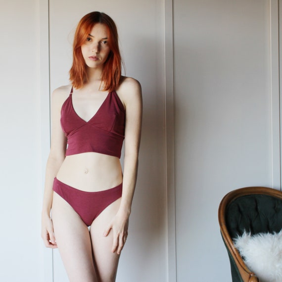 2 Piece Lingerie Set in Tencel and Organic Cotton, Red Lingerie, Organic  Underwear, Natural Sleepwear, Made to Order, Made in the USA 