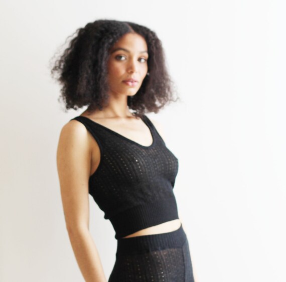 Silk Cashmere Cropped Tank Top in Lacy 