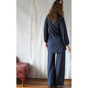 Bamboo Pajama Loungewear Set, Natural Sleepwear with Long Sleeved Tunic and Palazzo Pants, Womens Pyjama, Wide Leg Pants, Made to Order image 7