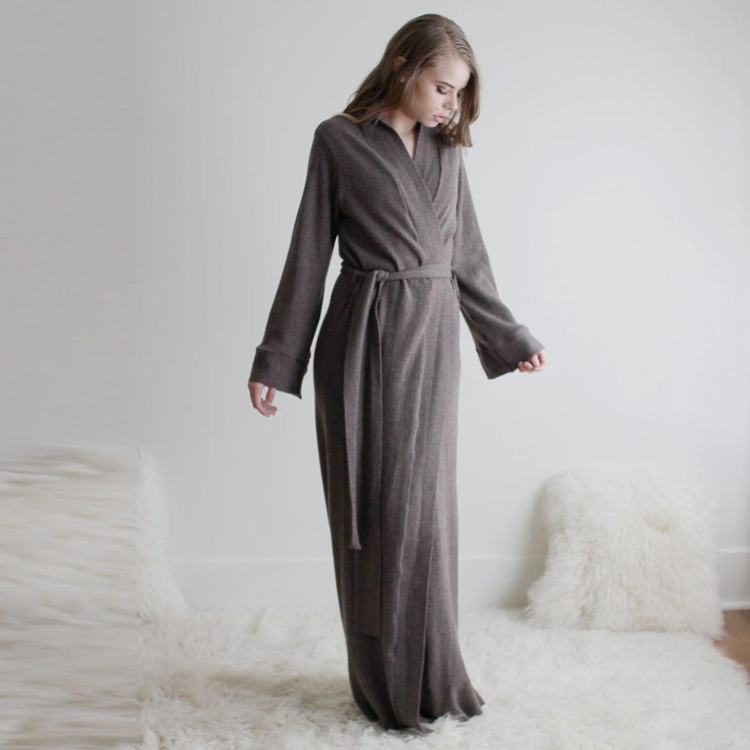 Merino Wool Knit Robe: Full Length, Soft Sleepwear Italia - Main Image