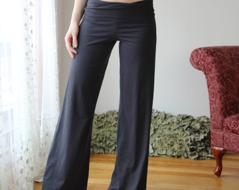 Organic Cotton Loungewear Pants, Palazzo Pants, Wide Leg Pants, Low Rise Pants, Minimalist Pants, High Waist Pants,