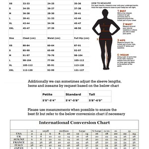 May include: A size chart for women's clothing with measurements in inches and centimetres. The chart includes bust, waist, and hip measurements for sizes XS to XXL. It also includes a diagram showing how to measure each body part.