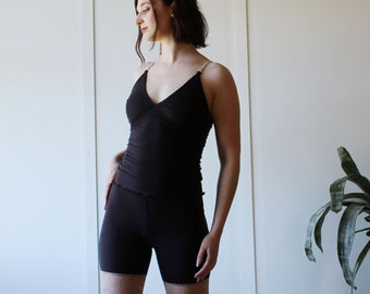 2-teiliges Dessous-Set bestehend aus Camisole und Biker-Shorts aus Tencel und Bio-Baumwolle, Bio-Nachtwäsche, natürliche Unterwäsche, Made to Order