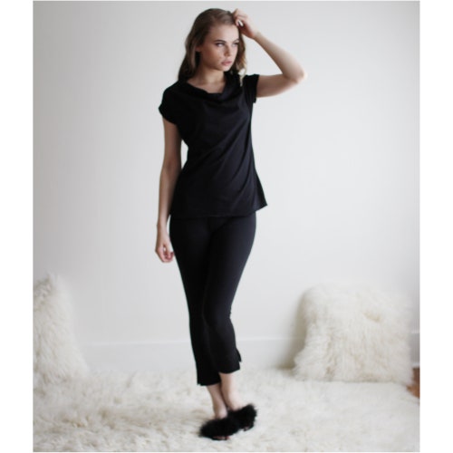 Organic Cotton Leggings, Black shops Leggings, Cropped Leggings, Organic Clothing, High Waisted Pants, Womens Leggings, Made to Order