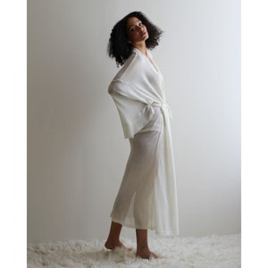 silk knit kimono robe, Made in the USA, Ready to Ship, One Size, Ivory or Black