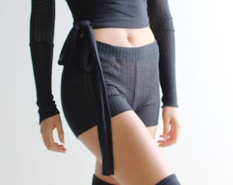 silk tap pant shorts in sheer pointelle lace knit - made to order, made in the USA