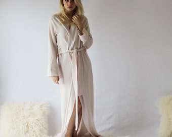 Long Merino Wool Robe, Womens Full Length Robe, 100% Merino Wool, Made to Order, Made in the USA